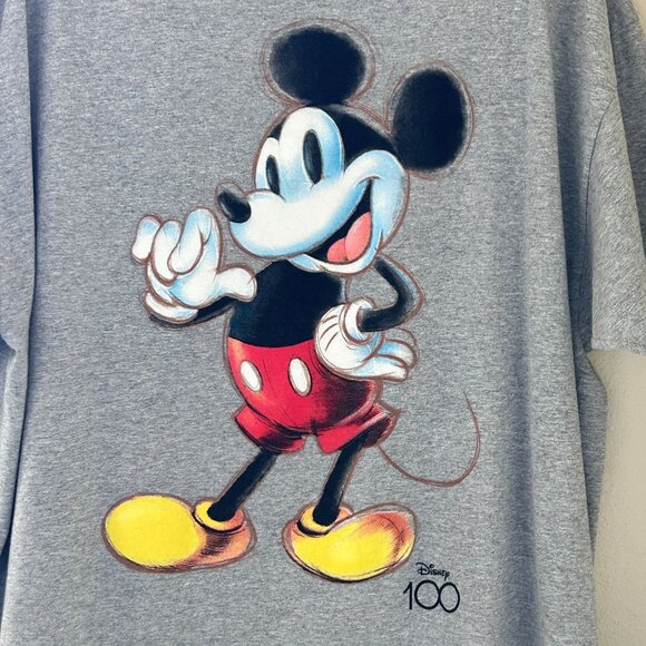 Disney Mickey Mouse T Shirt Retro Short Sleeve Heather Gray Adults Plus Size 2XL - Picture 4 of 15